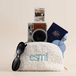 Wool <b>Toiletry</b> <b>Bag</b> Teddy Velvet Fluffy Shell-Shaped High Quality Embroidered Logo Makeup <b>Bag</b> - Product Image 4