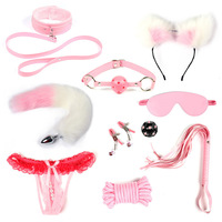 Kit BDSM en gros avec queue de renard et dés sexuels, ensemble de 10 pièces pour jeux de bondage en couple