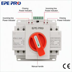 Interruptor de Transferencia Automática de Doble Alimentación EPEPRO PC EPM-C1 2P 100A 125A 110V 50/60Hz Monofásico 1S Tiempo de Transferencia para Generador - Product Image 2