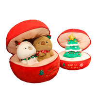 Peluche de Noël Surprise Pomme avec Animal de Dessin Animé Caché à l'Intérieur : Père Noël, Renne, Capybara, Arbre de Noël - Jouet en Peluche de Noël