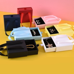 Custom Sliding Drawers Luxury Ring Packaging Paper Gift <b>Box</b> with Handle for <b>Earring</b> Jewelry Package with logo - Product Image 4