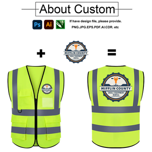 Gilet di sicurezza ad alta visibilità personalizzato con materiale in poliestere con tasca a righe riflettenti per le guardie di sicurezza funzionano con Logo personalizzato - Product Image 5