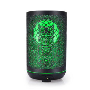 Diffuseur d'arômes ultrasonique Owl 300 ml, mini humidificateur en métal avec lumière LED rechargeable pour la maison et le bureau - Product Image 1