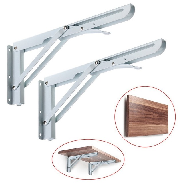 OEM Custom 8"- 20" L Shape 90 Degree Heavy Duty Metal Stainless Steel Folding Wall Mount Shelf Brackets