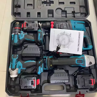 Kit d'outils combinés sans fil professionnel 4-en-1 avec mallette rigide, personnalisable OEM, garantie de 2 ans pour la construction industrielle