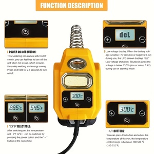 Station de soudage numérique avec batterie 8Ah, température réglable 212-932F, fer à <span class=keywords><strong>souder</strong></span> portable rechargeable - ELECMAPS - Product Image 5