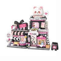 Blocs miniatures Moc, boutique de cadeaux ours rose, jouet éducatif, modèle de construction, blocs de construction en briques pour filles