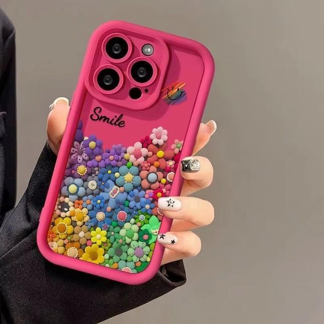 Ins Style Fashionable Flower Cover Painting Colorful Soft TPU Phone Case for iPhone XR 7plus Xiaomi Redmi Samsung Infinix Tecno