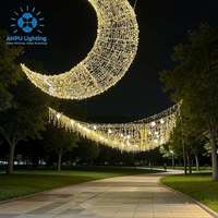 Guirnalda de Luces LED Gigante Anpu con Forma de Luna Creciente y Estrellas, Decoración Impermeable para Exteriores, Festivales y Eventos