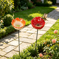 Mangeoire et abreuvoir pour oiseaux en grès à piquer dans le sol, 70 cm H, 12-15 cm de diamètre, étanche, anti-décoloration, résistant à la rouille, pour extérieur, jardin/cloison