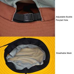 Sombrero de sol plegable de malla con cordón para mujer, estilo safari, para exteriores, con cola de caballo, ala ancha, para playa y pesca, tipo pescador, venta al por mayor - Product Image 5