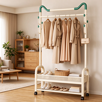 Séchoir à linge robuste à double niveau, amovible et mobile, en acier au carbone, sur pied, pour balcon et salon