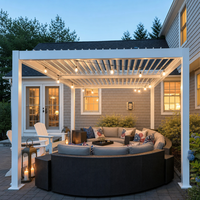 Pergola moderne intelligente motorisée avec volets en aluminium réglables sur mesure de qualité supérieure, avec éclairage LED