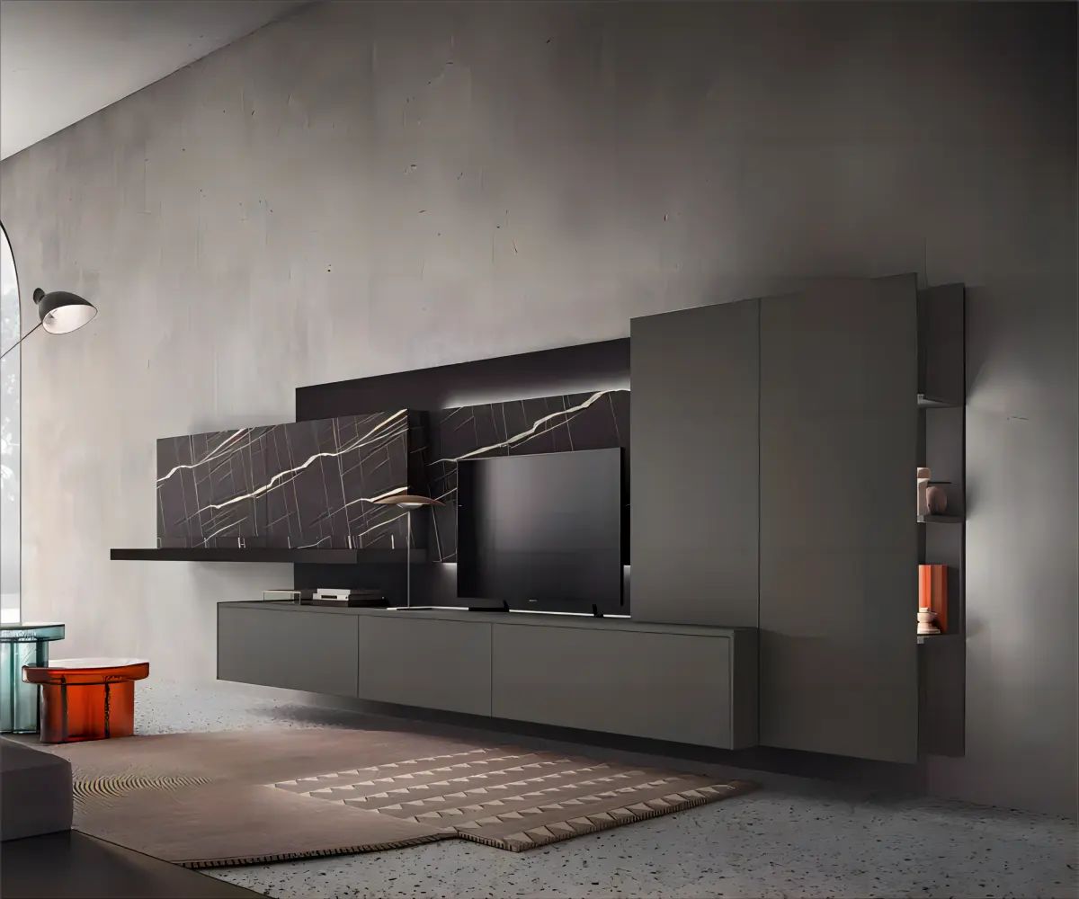Kejia Custom Modern Wall Mount TV Stands Design Sala Móveis TV Showcase Cabinet Designs