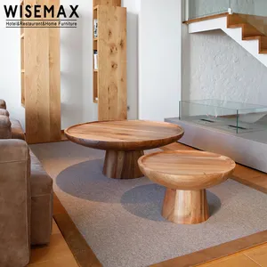 WISEMAX FURNITURE Wholesale Modern Nordic Wood Side Coffee Table Living Room Furniture Sofas Teak Solid Wood Coffee Table Set