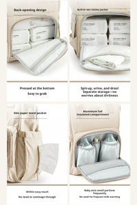 <span class=keywords><strong>Sac</strong></span> à <span class=keywords><strong>dos</strong></span> de maternité en nylon léger et imperméable, grande capacité, multi-poches, pour les soins de bébé, idéal pour les voyages et les mamans - Product Image 4