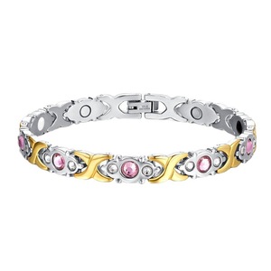 Pulsera Cruzada de Aleación de Zinc con Engaste de Bisel, Joyería Magnética, Regalo, Pulseras de Moda con Eslabones de Cadena - Product Image 5