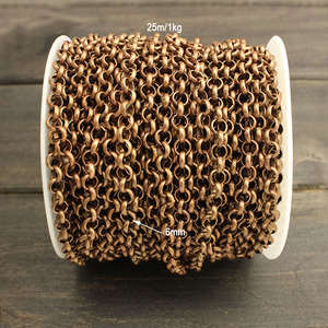 BCL1154 Chunky Unique Antique Tranish <strong>Copper</strong> Bradde <strong>Chain</strong> 4MM Ball Beads Curb Cuban Rolo <strong>Chain</strong> Accessories for Meters - Product Image 5
