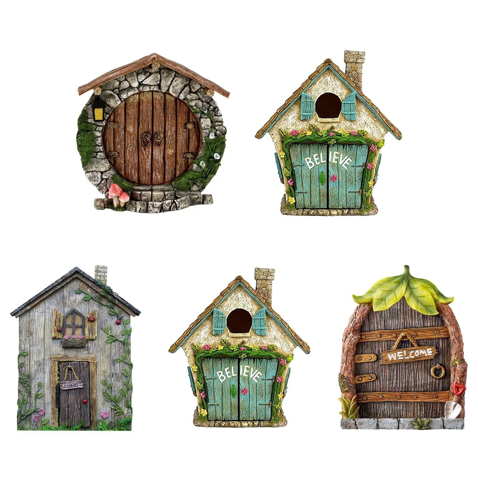 Top Collection Miniature Fairy Charming Round Door Decor Kids Room Wall Trees Outdoor Miniature Fairy Garden Outdoor Decor