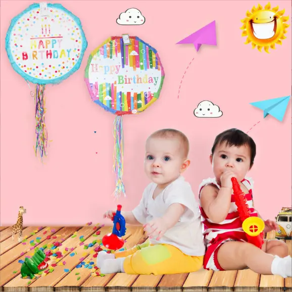 Piñata plegable para cumpleaños con puerta oculta, para niños