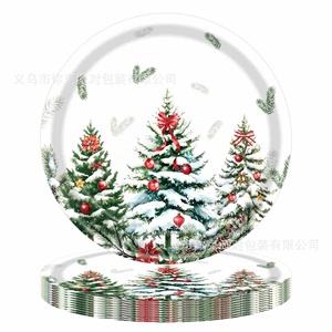 Assiettes, gobelets et serviettes en papier à thème Noël Neige Blanche – Kit de fournitures de fête jetables – Vente chaude – Écologique - Product Image 2