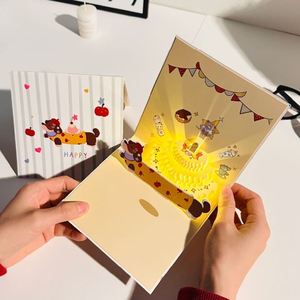 Cross-Border Pet Dog 3D Stereo Cake Birthday Greeting Creative Music Light Message Card Four-Color Printed - Product Image 3