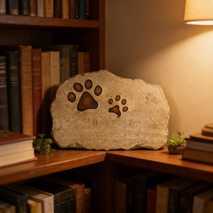 Pierre commémorative personnalisable en résine avec empreinte de patte d'animal – Design gravable, idéale <span class=keywords><strong>pour</strong></span> <span class=keywords><strong>marqueur</strong></span> de jardin et souvenir commémoratif <span class=keywords><strong>pour</strong></span> chien/chat - Product Image 3