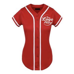 T-shirt de sport chic de couleur unie à col en V chaud inspiré du baseball chemise de baseball à manches courtes pour femmes personnalisées - Product Image 2