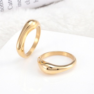 Ready to Ship 18K Gold Plated Vintage Irregular Waterproof Stainless Steel Women's <b>Ring</b> Finger Jewelry - Product Image 2