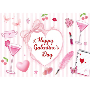 Fundo Fotográfico Personalizável para o Dia dos Namorados: Rosas Vermelhas, Balões de Amor, Mesas de Bolo e Banner de Festa - Product Image 4