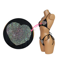 Ensemble de bikini de luxe pour femmes B246 avec strass, string en forme de cœur, tenue de danseuse exotique pour festival