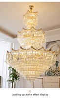 Lustre en cristal de fer de luxe européen, hauteur réglable au milieu, pour salon, restaurant, duplex, villa, escalier d'hôtel, élégant