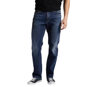 Oferta Caliente: Jeans Casuales de Hombre de Mezclilla 2024, Nuevos, de Cintura Media, Color Sólido, Corte Recto, Lavado Medio, Estilo Urbano Desgastado para Otoño y Verano - Product Image 1