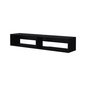 Floating Media Rack In Melamine With Two Shelves Black <b>Storage</b> Shelf <b>Unit</b> - Product Image 3