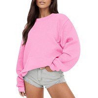 Éclatement couleur unie col rond Plus velours femmes hiver nouveau pull ample en gros