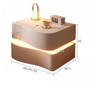 Wayon Moderner, minimalistischer, intelligenter Nachttisch mit LED-Beleuchtung, eleganter Nachttisch mit 2 Schubladen und Ladeanschluss für das Schlafzimmer - Product Image 1