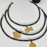 Collier pour chien de mode minimaliste, motif à carreaux, collier pour animal de compagnie avec logo personnalisé, étiquette dorée, accessoires élégants pour animaux de compagnie