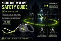 Laisse Rétractable pour Chien avec Barre Lumineuse LED, Bande Réfléchissante, Extensible Automatiquement, Poignée Ergonomique, Design Tendance en Plastique pour Grands Chiens