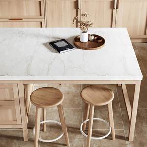 ตู้ครัวไม้วีเนียร์ไม้พร้อมเกาะดีไซน์หรูหราทันสมัยน้ำหนักเบา - Product Image 5