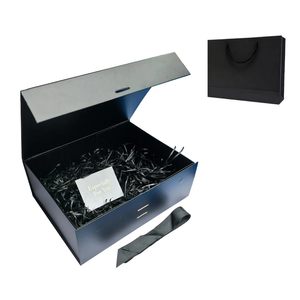 Set di <span class=keywords><strong>Scatole</strong></span> Regalo Nere con Chiusura Magnetica, Borsa, Nastro e Carta Sminuzzata per Matrimoni e San Valentino, Confezione Elegante Premium - Product Image 1