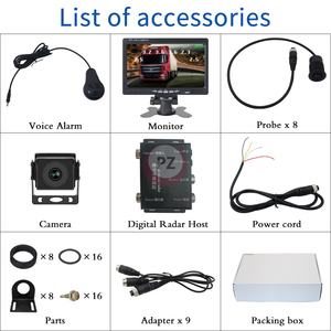 Màn hình 7 inch xe tải hệ thống đỗ xe trợ lý đảo ngược báo động âm thanh phát hiện điểm mù 8 cảm biến camera dự phòng xem đêm - Product Image 6