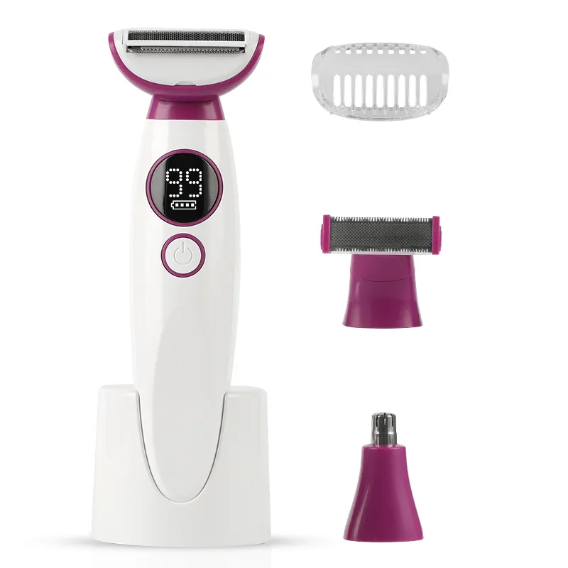 Rasoir électrique 3 en 1 pour femmes Rasoir rechargeable pour jambes Tondeuse bikini Épilation des aisselles et du corps Rasoir pour femmes