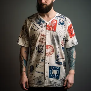Aibort批发定制升华高品质纽扣棒球运动衫定制棒球制服棒球垒球服/
