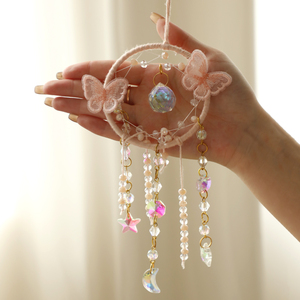 Papillon capteur de rêves enfants Boho petit cristal capteur de rêves Mini lune <span class=keywords><strong>voiture</strong></span> rétroviseur décor noël anniversaire femmes cadeaux - Product Image 1