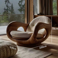 Nouveau Fauteuil Designer Créatif Fauteuil Cabine Première Classe Rondin Salon Bureau Style Italien Détente Canapé en Bois Massif