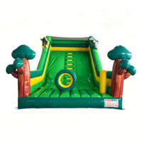 Toboggan gonflable commercial extérieur en PVC à double voie pour enfants - Dinosaure