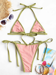 Özel yeni stil kız brezilyalı pembe Tanga mayo Bikini - Product Image 3