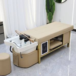 DM 2026 Lit de lavage de cheveux en cuir au design moderne avec structure en acier inoxydable pour salon de coiffure, spa thaïlandais, soins capillaires, salle de bain et salle de sport - Product Image 1