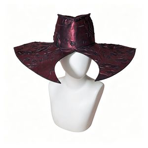 Chapeau de cowboy Dragon Wing bordeaux, embossé brillant, à large bord relevé, taille unique, accessoire de costume style western - Product Image 5
