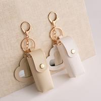 Porte-baume à lèvres en cuir PU de haute qualité, étui à rouge à lèvres avec miroir de maquillage, porte-clés pour femmes et filles, accessoires de sac